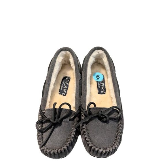 Sperry Top Sider Cushion Gray Suede Leather Moccasin Flat Slipper Size 6 NWOB - Picture 6 of 9
